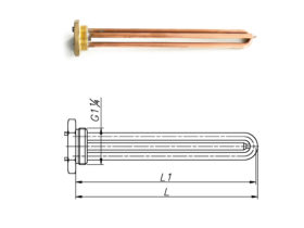 ТЭН для бойлера 1200-2000 Вт 220 В на фланце 1 1/4”