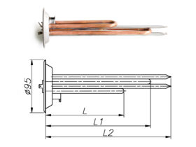 ТЭН для бойлера Thermex 1000-2500 Вт 230 В на фланце 95 мм