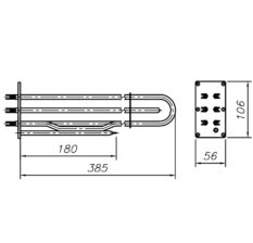 Блок-ТЕН 9000 Вт 230 В до професійного харчового котла ТМ Abat з трубкою під термопару