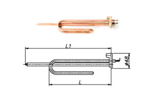 ТЭН для бойлера 1200-3000 Вт 220 В на фланце 48 мм с выпуском